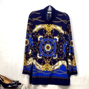 Susan Graver Liquid Silk Baroque Mock Neck Long Sleeve Tunic Sz.2X